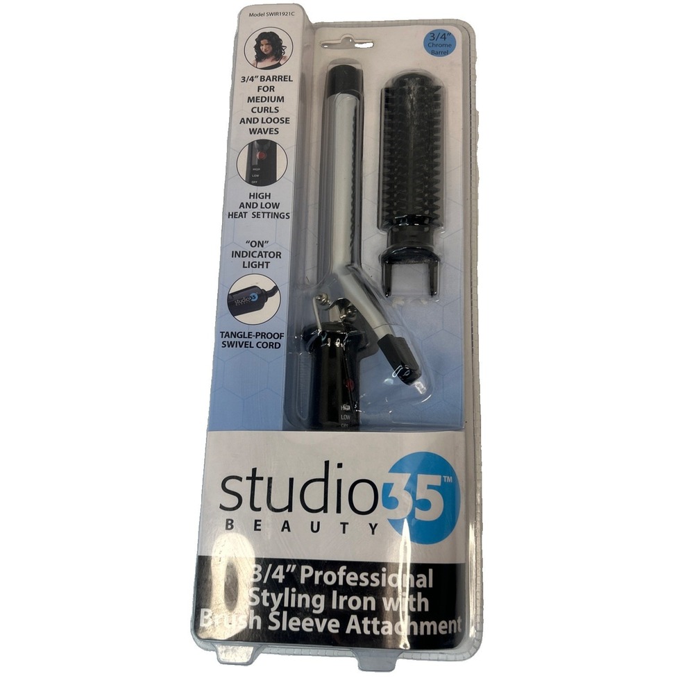 Revlon Studio 35 Styling Iron 3/4" Barrel for Medium Curls w/ Brush Sleeve New